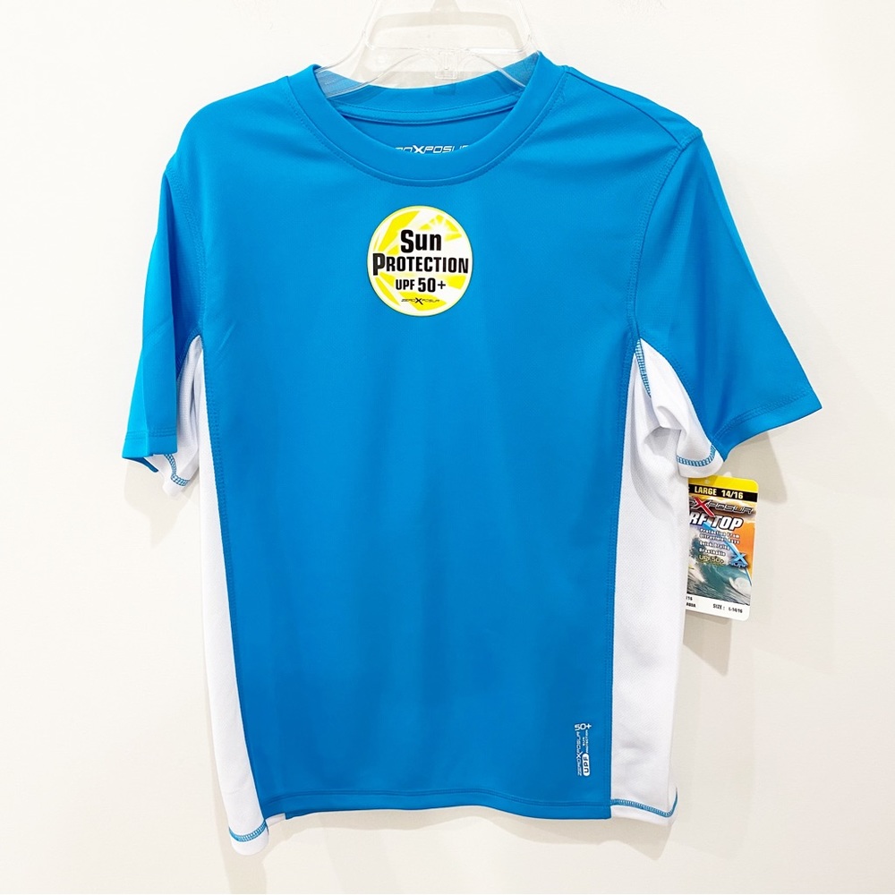 ZeroXposur Blue and White Short Sleeve Sun Protection Tee